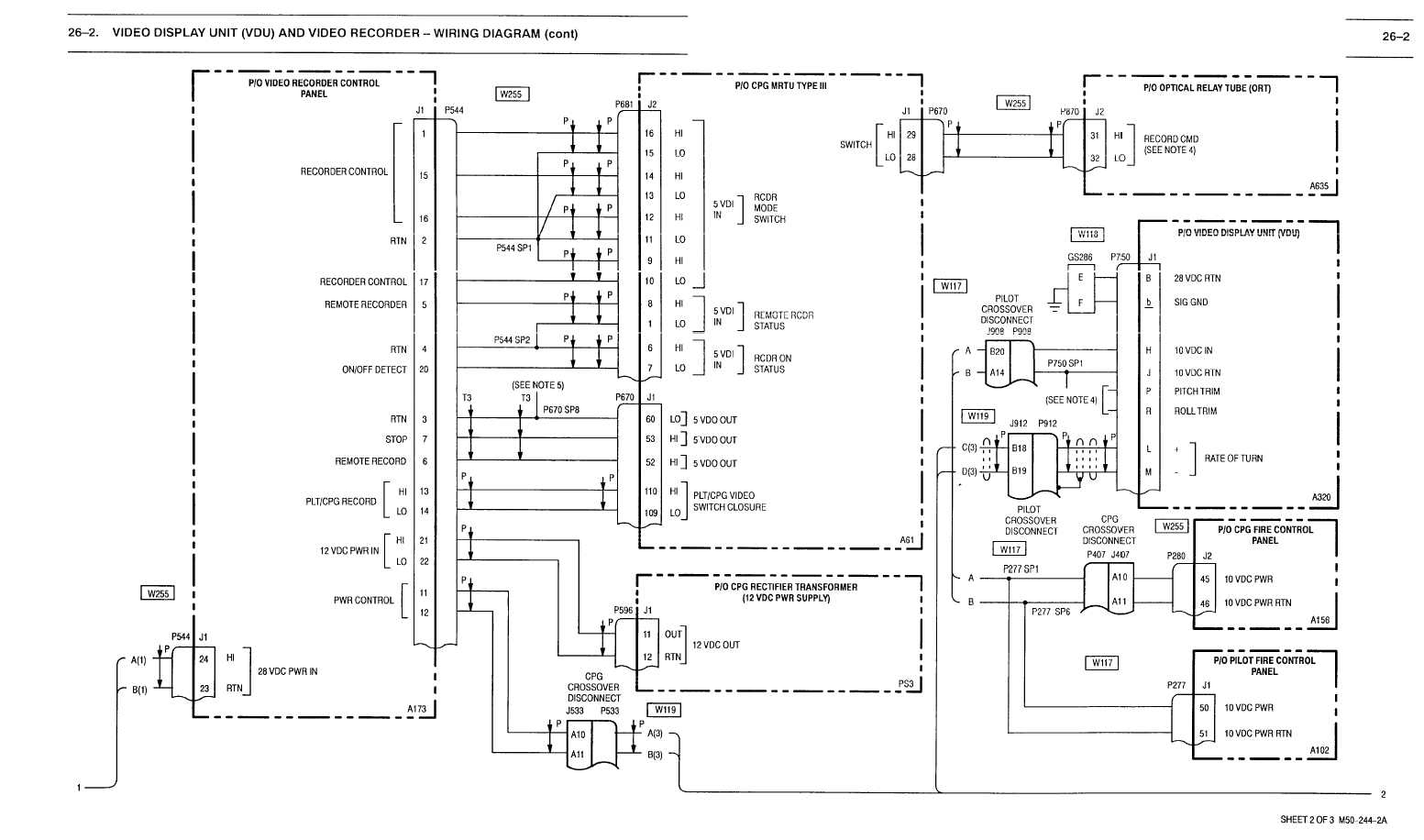 26-2. VIDEO DISPLAY UNIT (VDU) AND VIDEO RECORDER -WIRING DIAGRAM (CONT